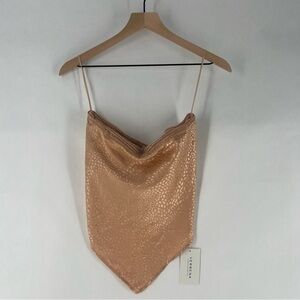Hedge Your Bet Bandana Top‎ Peach Satin Animal Print Lightweight Smocked
